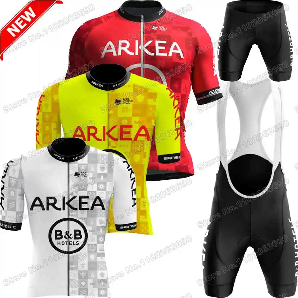 ARKEA Samsic B&B HOTELS 2024 Cycling Jersey Set Tour of Italy Cycling Clothing Men White Road Bike Shirt Suit Bicycle Bib Shorts