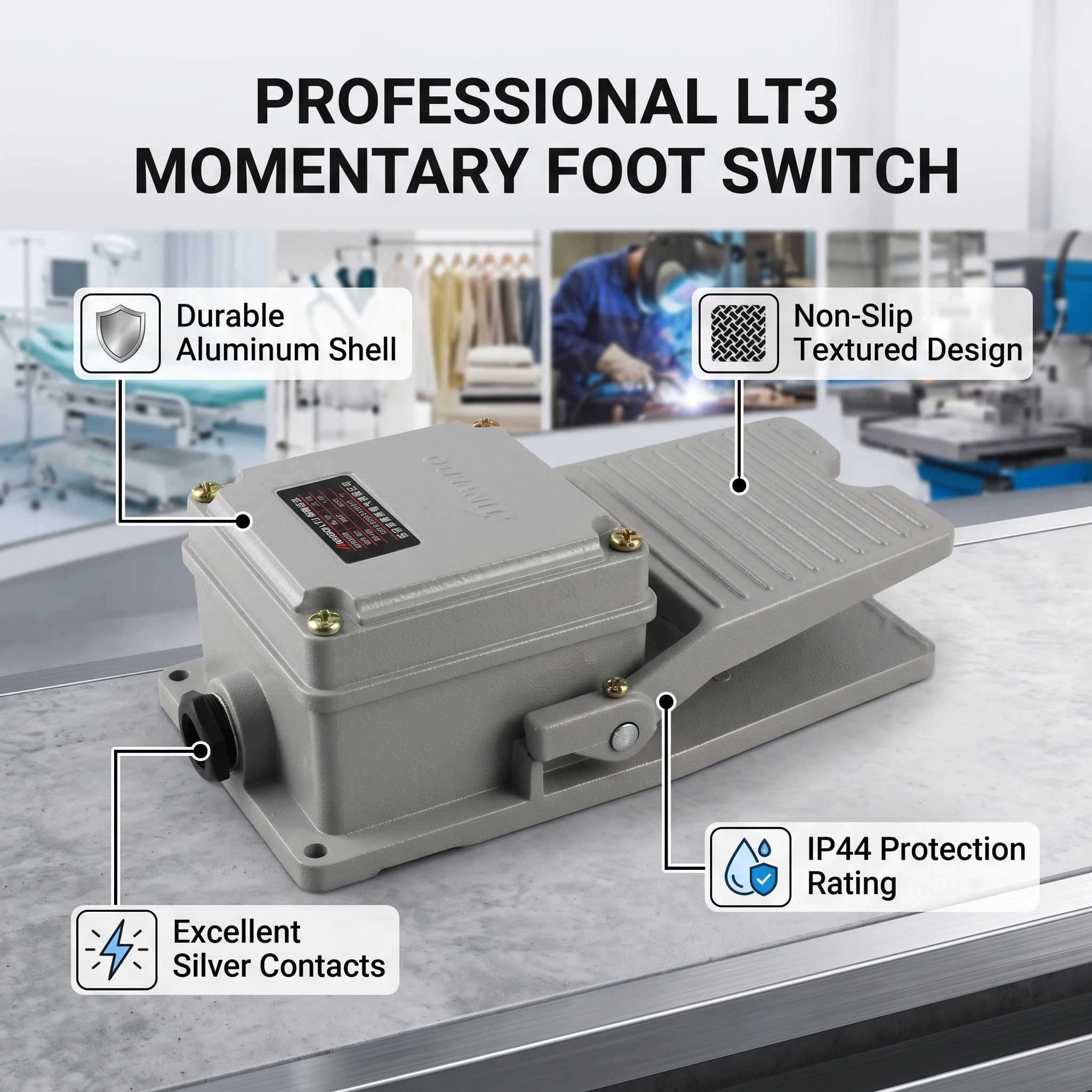 Foot Control  Foot Pedal  Foot  Nonslip Aluminum Shell Momentary Pedal Silver Contacts LT3 Pedal  LT3