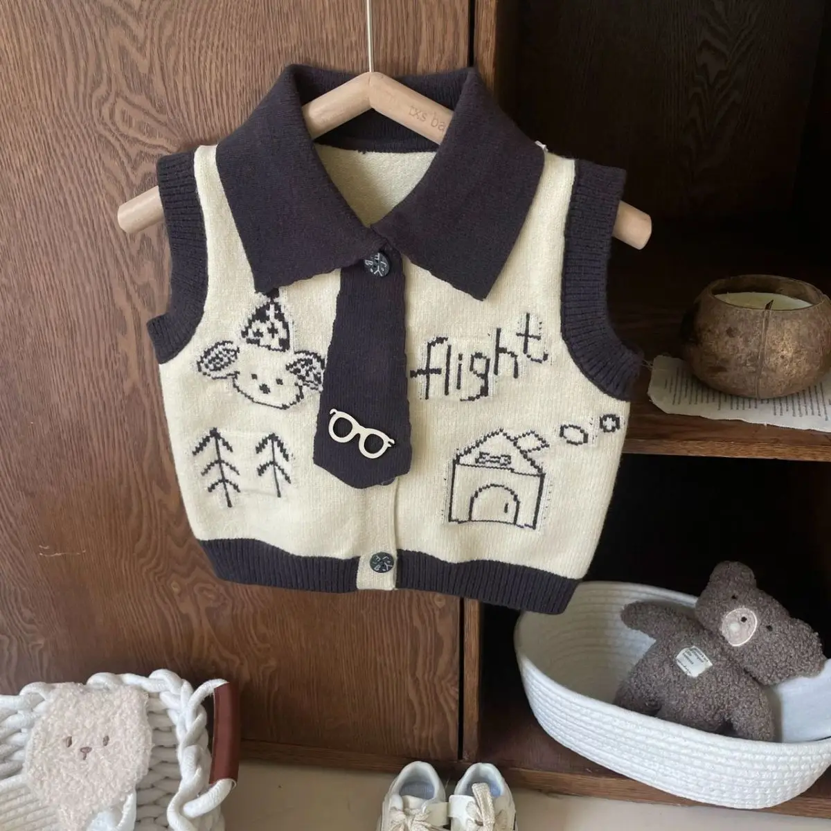

Boys Sweaters Vest Autumn/Winter New Camback Inner Fashion Versatile Children's Knitted Vest Top