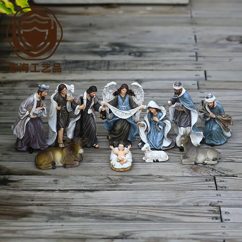 Jesus Birth Manger Christmas Nativity Set Figures Scene Church Souvenirs Religious Home Decoration Crats