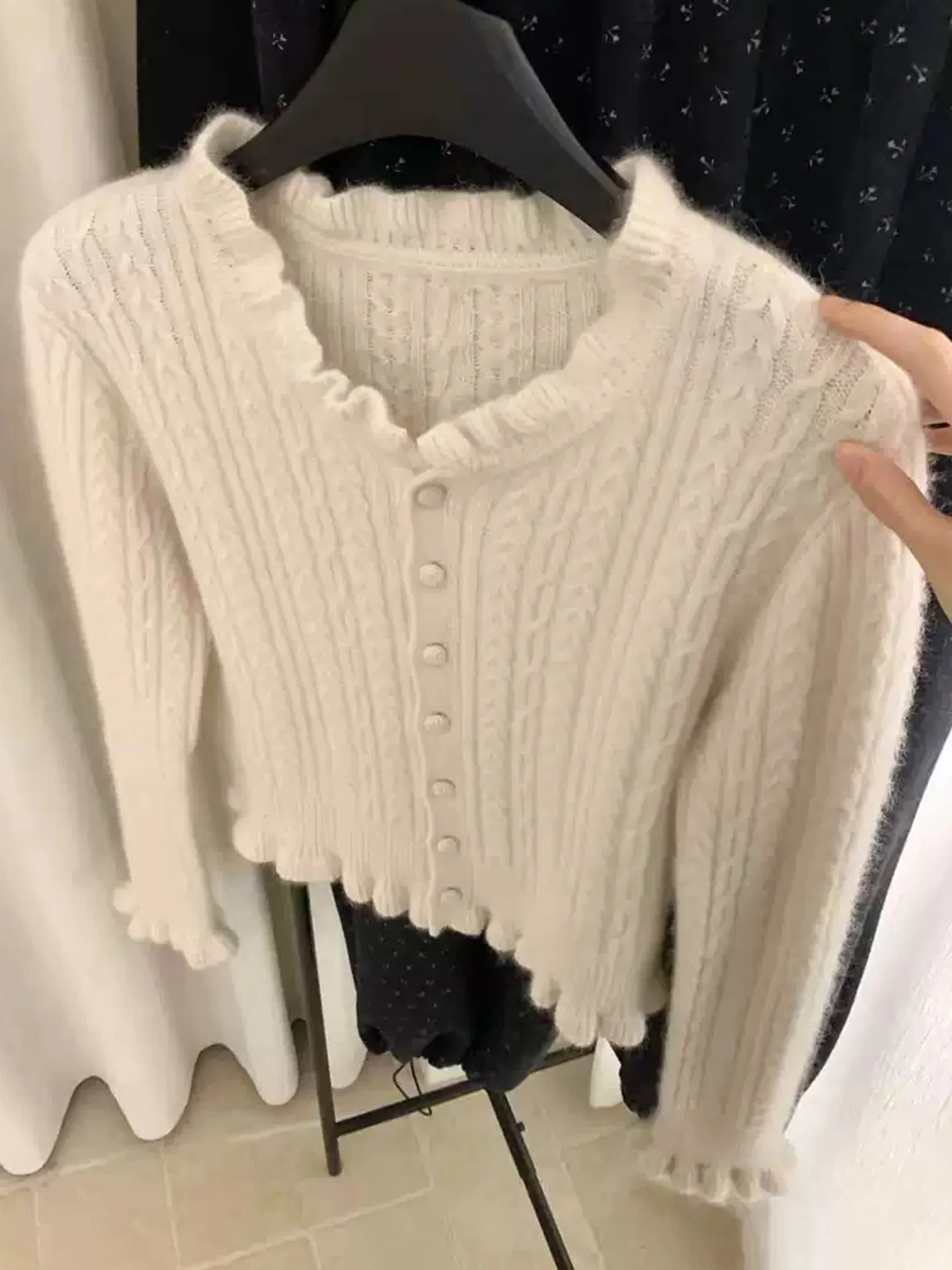 

Мокасины вязаный длинный свитер светя женский круглый Ne Wood ain Winter Sle Slim Fit милый универсальный вязаный кардиган...