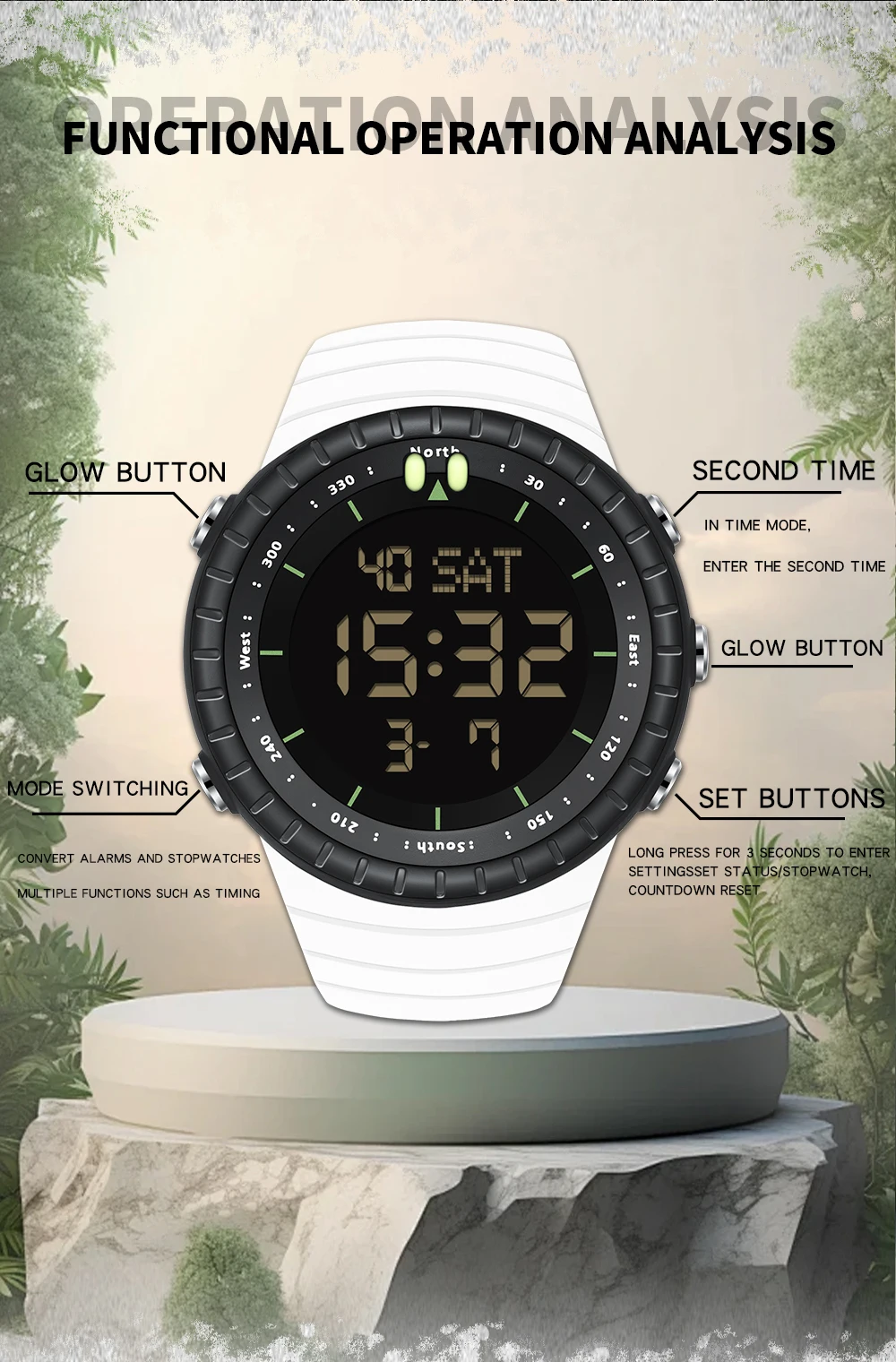 Outdoor Sports Watch Men Digital Military Watches LED Night Light Waterproof Countdown Stopwatch Multifunctional Man Wristwatch