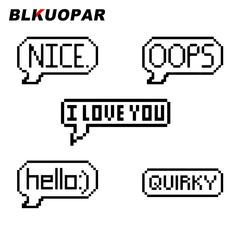 

BLKUOPAR Hello Nice OOPS I Love You Text Bubble Dialogue Car Sticker Creative Sunscreen Decal Windows Caravan Trunk Car Styling