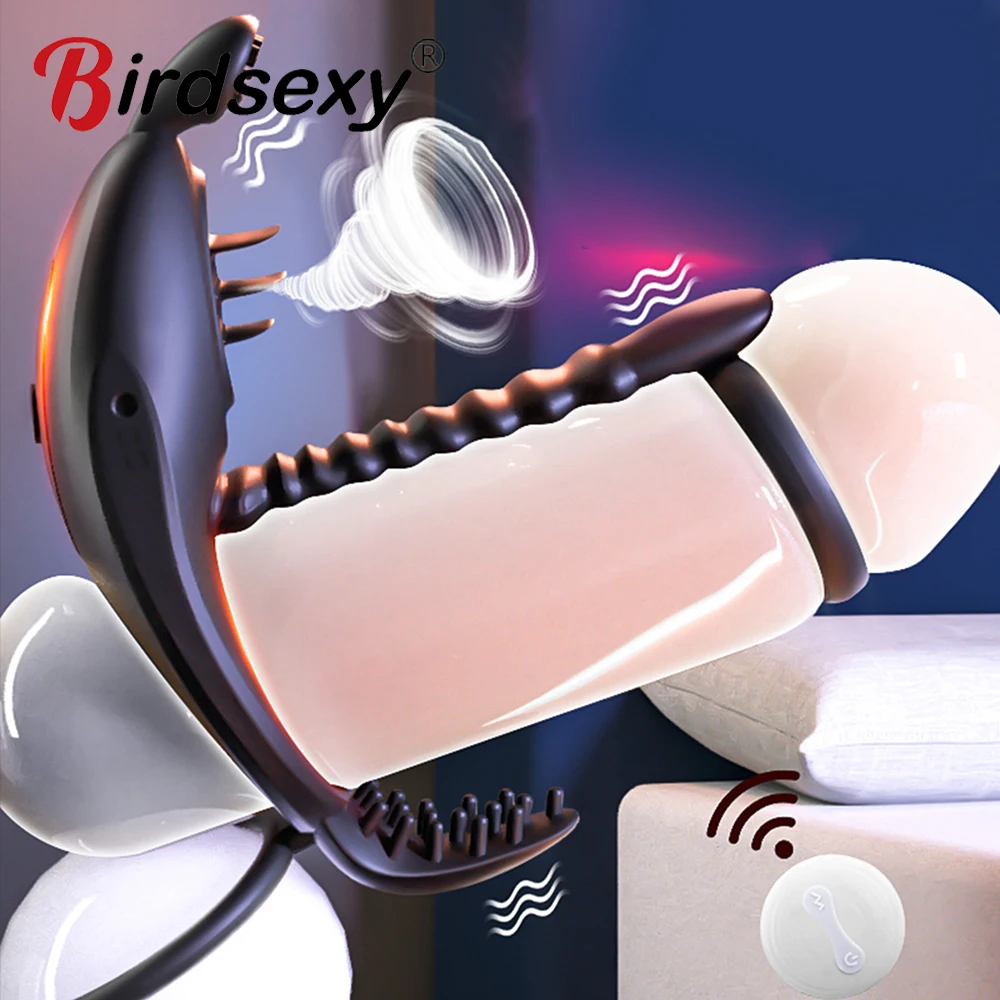 Vibrating Penis Ring Couple Vibrator Clit Sucker Stimulator 7 Modes G-spot Massage Cock Ring Sex Toy for Man with Remote Control