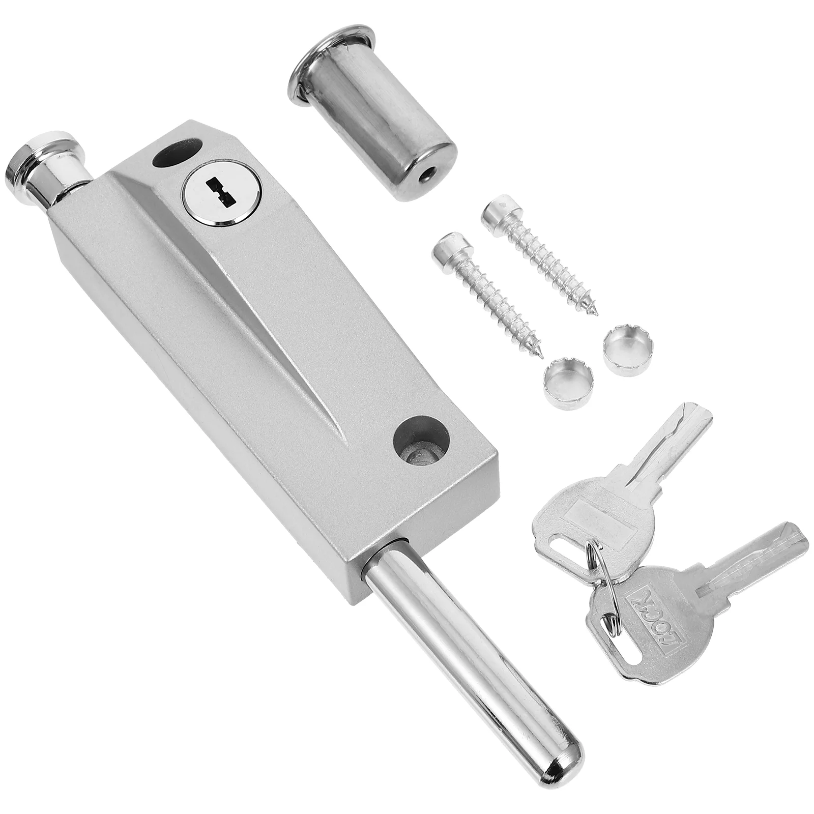 

Deadbolt Lock Plug Child Sliding Door Spring Loaded Slide Zinc Alloy Latch Metal
