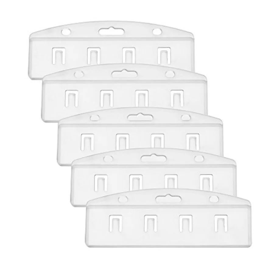 

5 PCS Swipe Badge Holder Horizontal Half Card Frosted Rigid Clear Plastic ID Card Holder for Swiping ID Credit