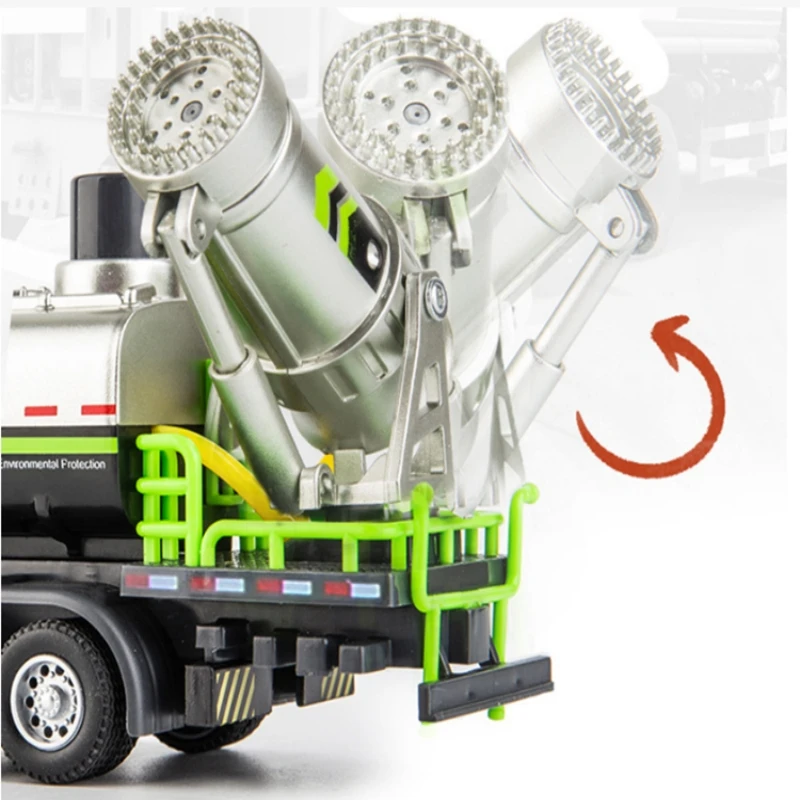 Voiture d'ingénierie en alliage 1/50, camion propre Anti-Smog, jouet pour enfants avec pulvérisation sonore et lumineuse, Mini camions, modèle jouet, cadeaux de noël