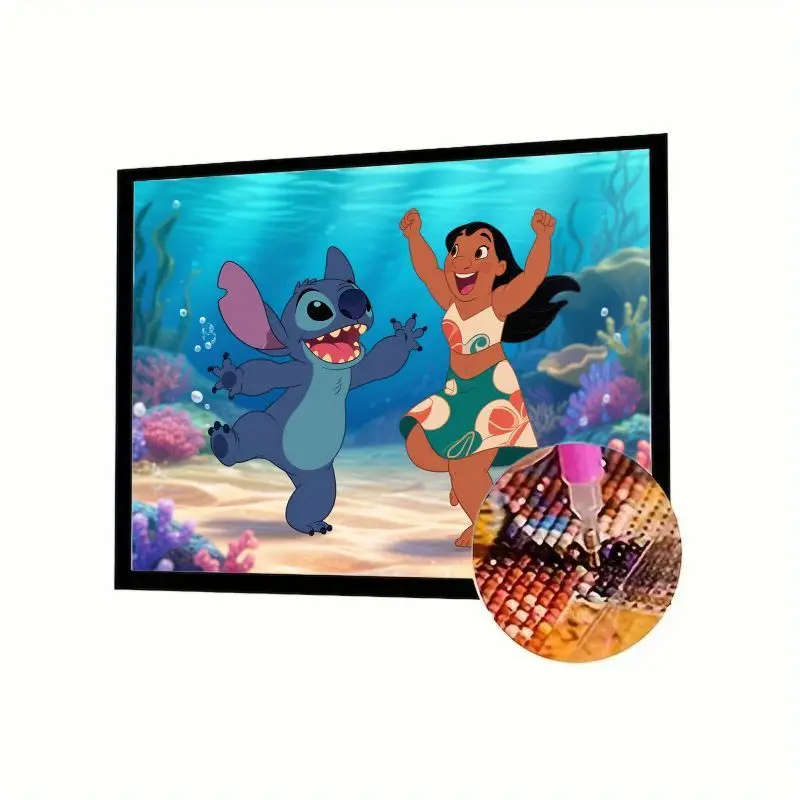 

1 шт. Disney Lilo & Stitch Dancing Underwater 5D Diamond Painting Kit - Cute Cartoon Full Drill Diamond Art DIY Craft for Home Wal