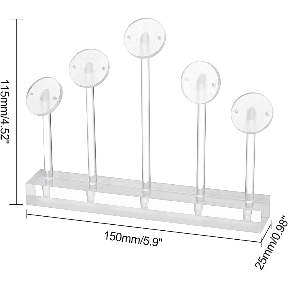 Acrylic Jewelry Tower 4.5 Inch/11.5cm 5 Tier Rotatable Earring Display Stand with Round Tray White Jewelry Display Holer