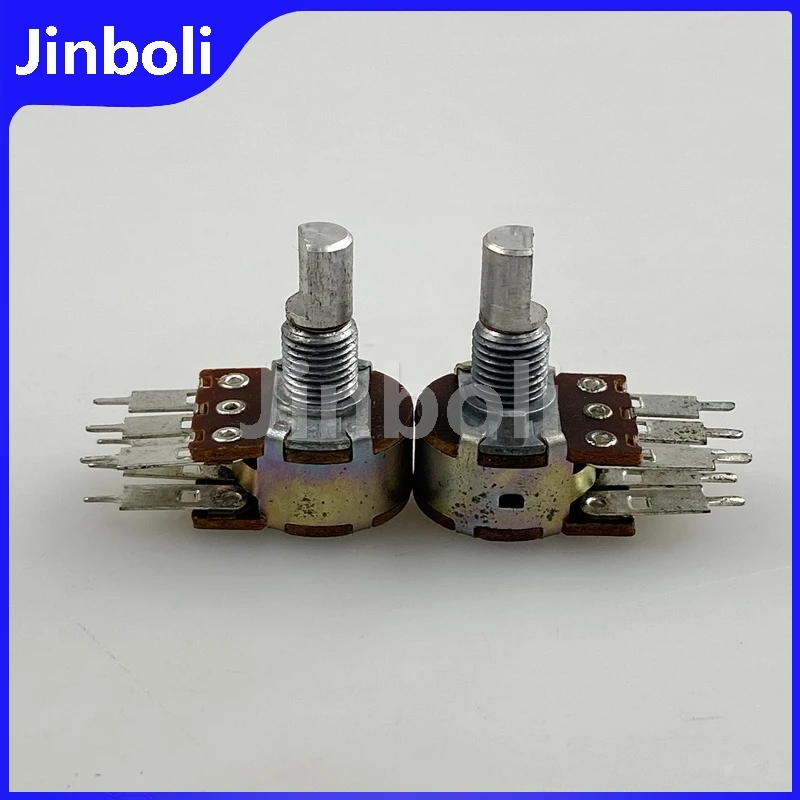 3PCS 16 Type 6-Pin A10K Long Feet Dual Potentiometer Audio Amplifier Volume Potentiometer D Shaft Length 15mm