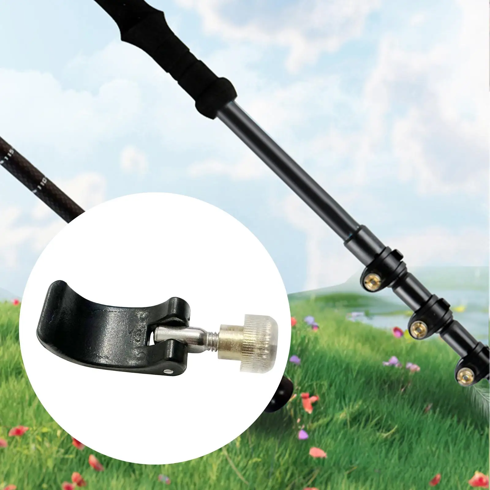 2x Walking Handle, Climbing Pole External Lock Trekking Stick Locking Clips Trekking Stick Lock for Climbing, Hiking