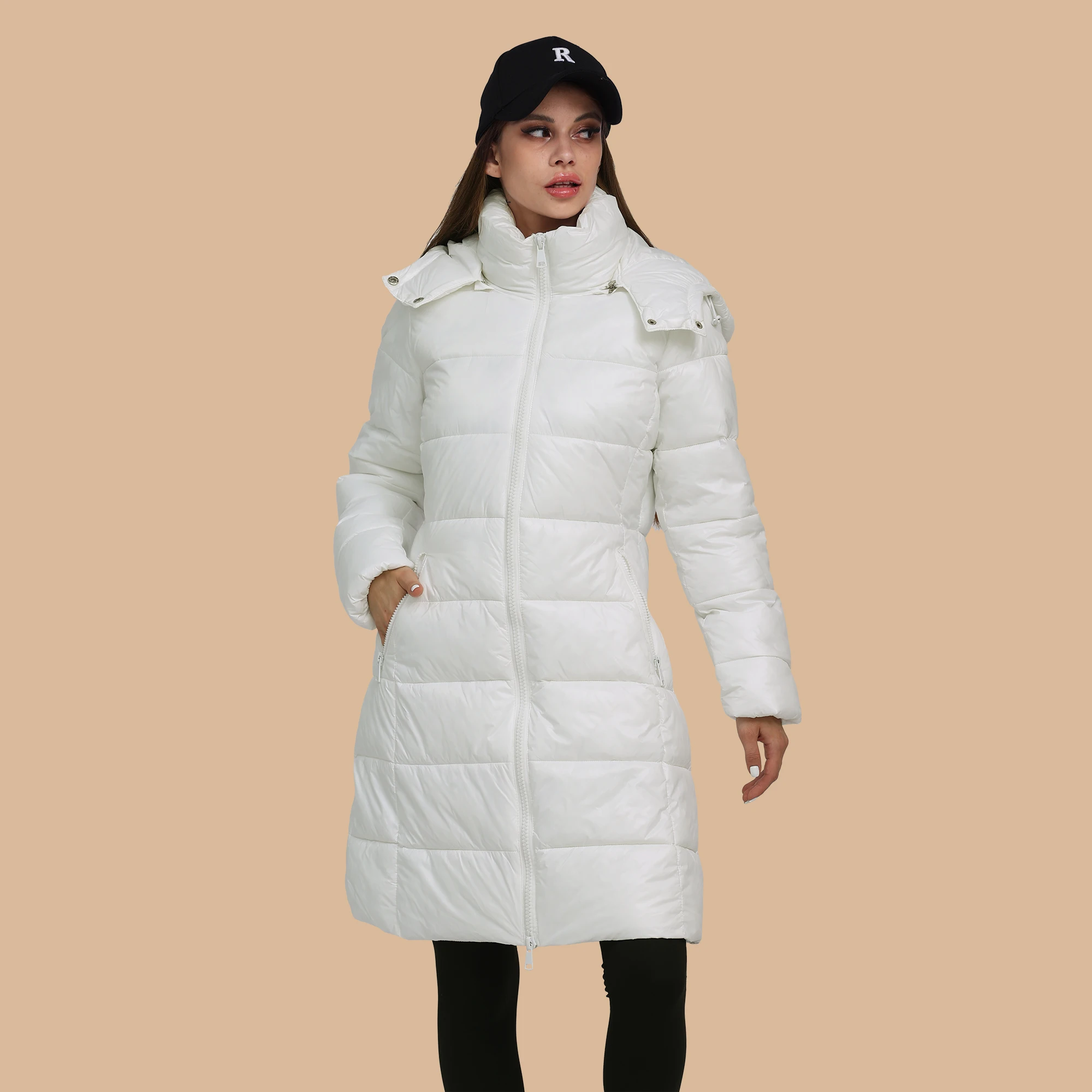 SANTELON Women Winter Fashion Long Thick Warm Parka With Adjustable Hood Female Windproof Puffer Jacket Coat Solid Outerwear