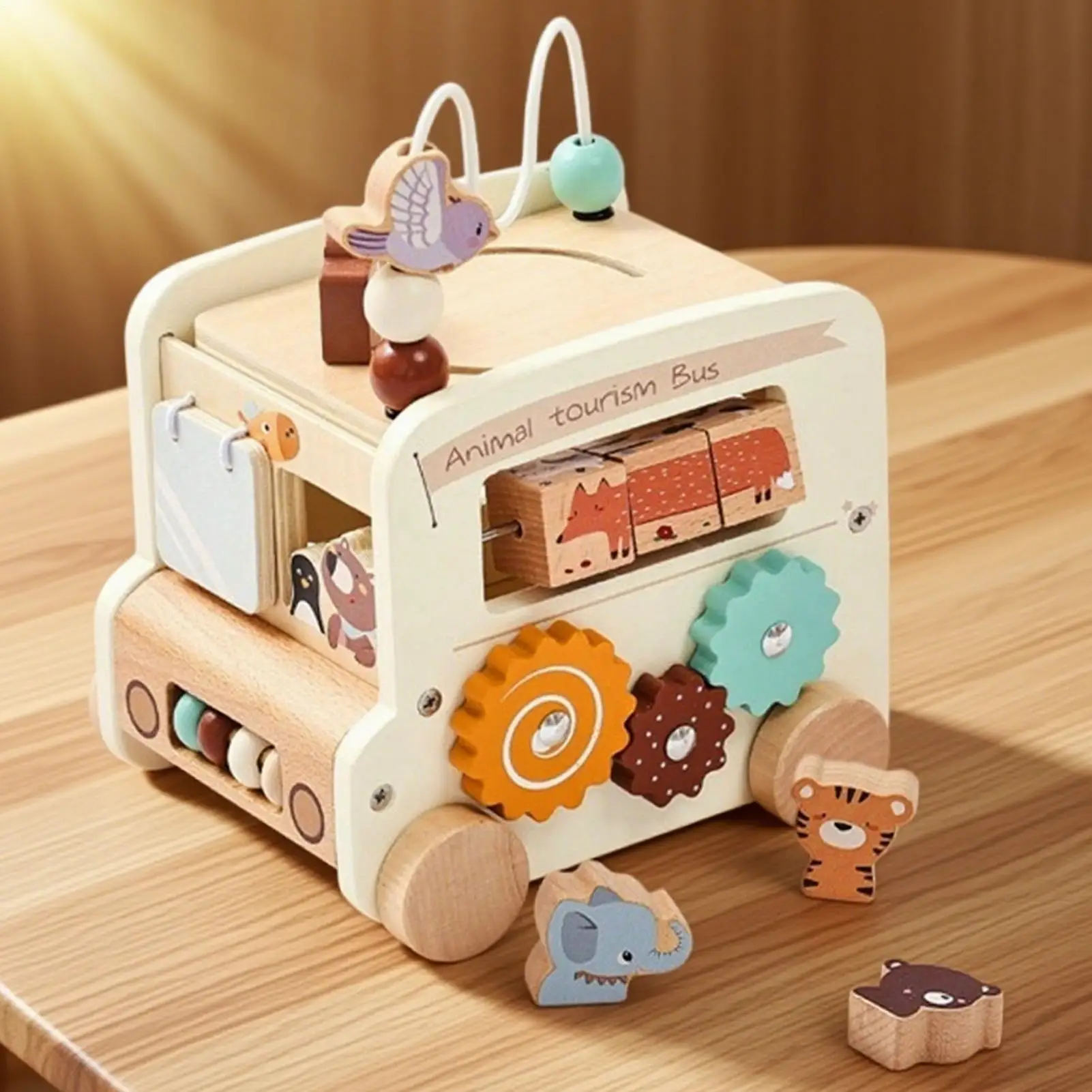 Zabawki edukacyjne autobusy 5 w 1, zabawki edukacyjne dla dzieci w kształcie autobusu, ćwiczenia dopasowywania kolorów i kształtów, klocki konstrukcyjne dla dzieci, dziewczynek i chłopców.