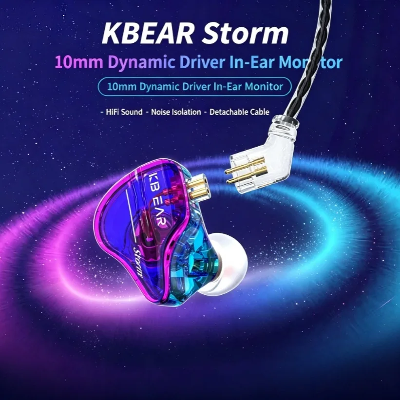 KBEAR Storm Dynamic Wired Headphones Hifi In Ear 2PIN Gaming Earphone Noise Cancelling Earbuds Headset  Items KZ