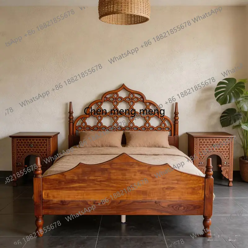 

Furniture Solid wood bed Ancient and modern log furniture, elm Thai style 1.8 meters double bed