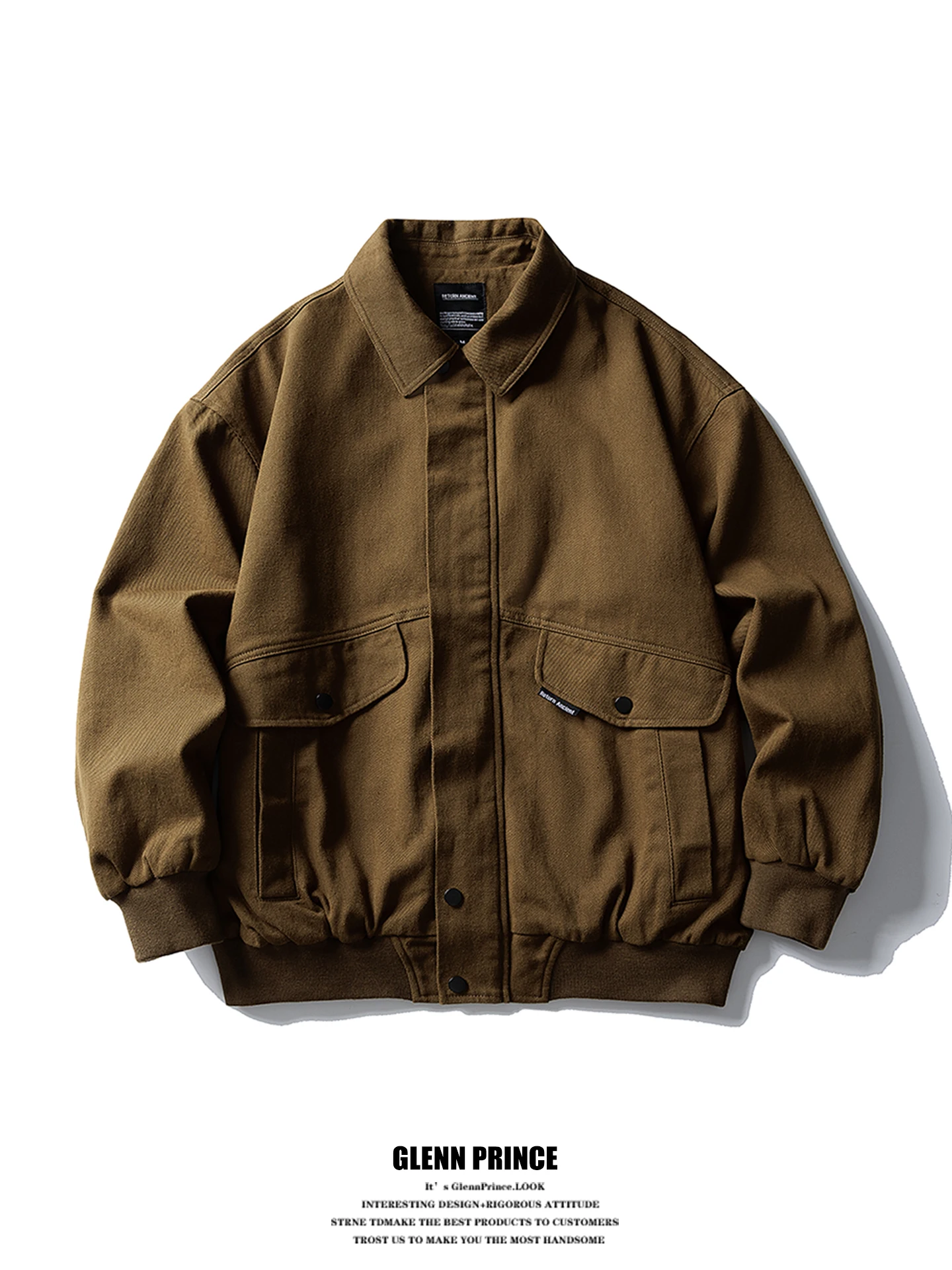 

Waed Vintage Men's Hunting Jaet Large ket Workwear Coat Autumn Cleanfit Loose Fit Youthful Sle Windproof Zipper Closure