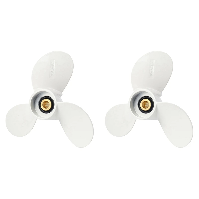 

2X 6E0-45941-01-El Aluminum Alloy Outboard Propeller 7 1/2X8-Ba For Yamaha Mariner 4-6Hp 3 Blades 9 Spline Tooth