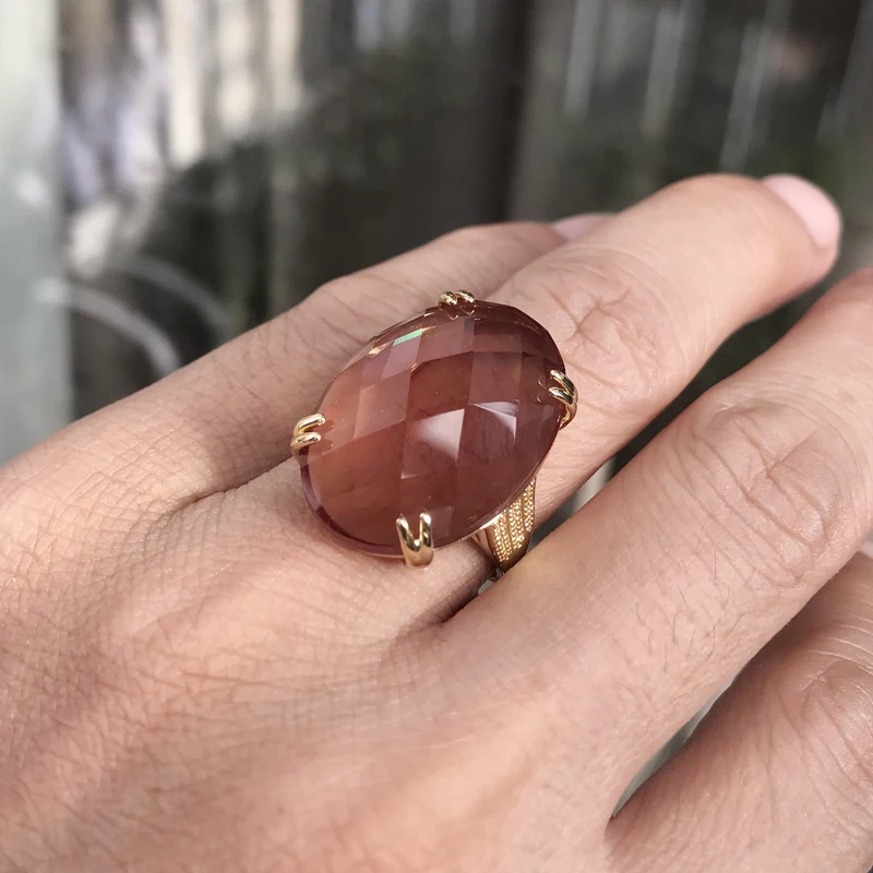 Big Stone 18*25mm Created Zultanite Ring Handmade Jewelry Sudan Stone Color Change for Women Engagement Party Birthday Gift