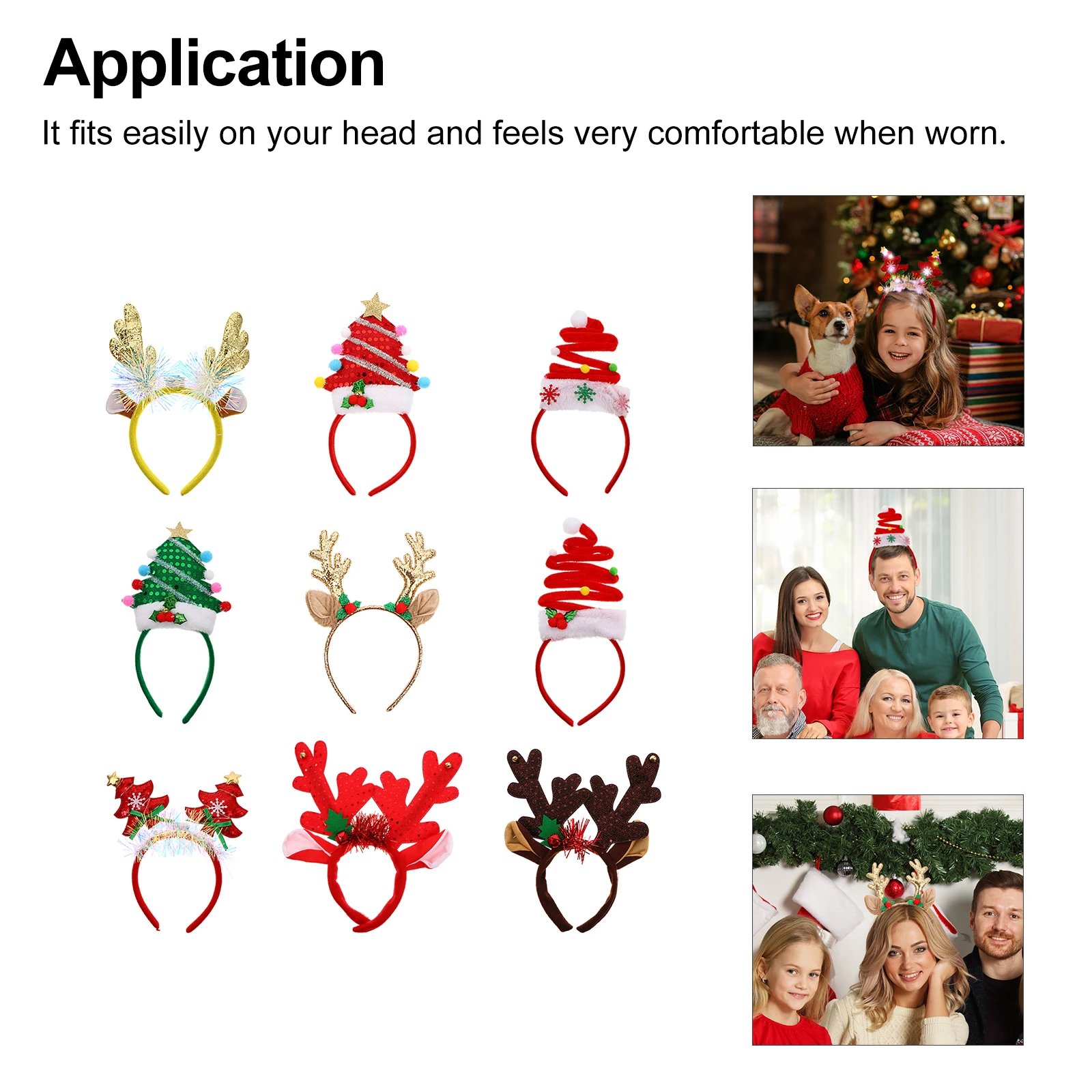 

9Pcs Xmas Hair Accessories Christmas Headband Headpiece Children Adult Hair Hoop Festive Christmas Headband Festive Headdress