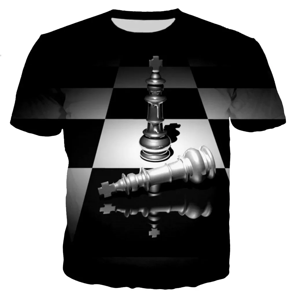 New Summer Adult Men's 3D Printed Chess Card Activity Sports Breathable Lightweight Fitness T-shirt