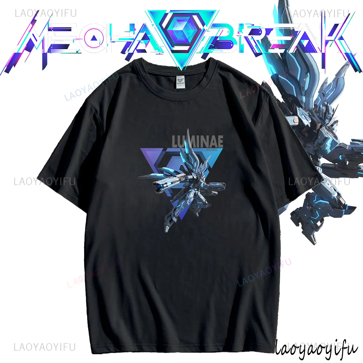 

Новые футболки Play for Free Game Mecha BREAK Trend, крутые топы с принтом Mecha LUMINAE, хлопковые мужские футболки с графическим рисунком, уличная одежда