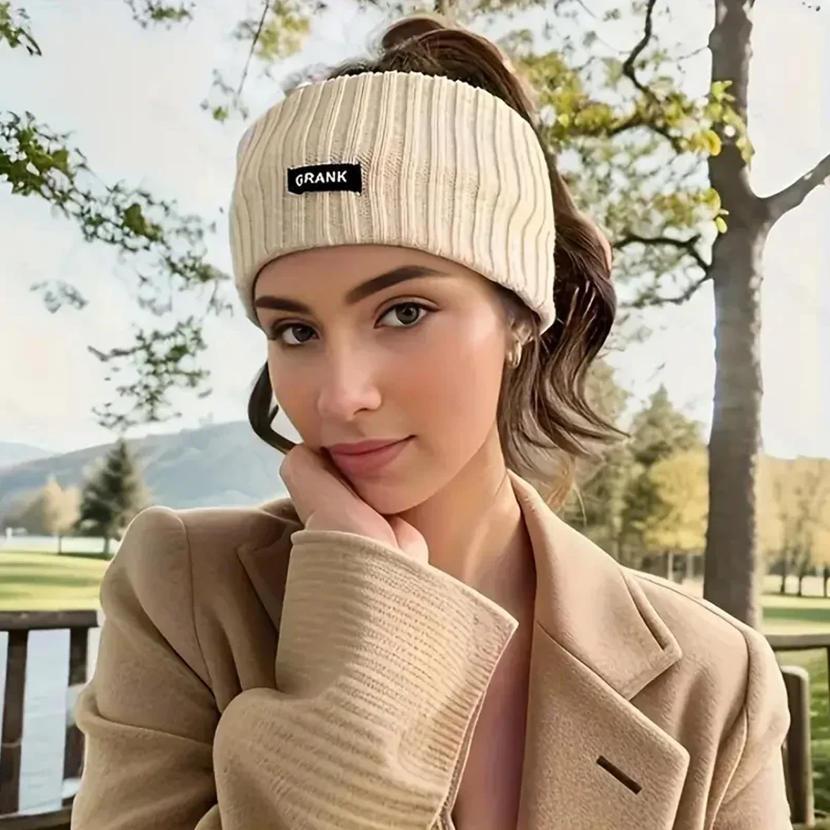1PC Headband Knitted Women\'s New Forehead Protection Windproof Plush Wide Edge Headscarf Sports Fashion Headwear SmearHair Hoop