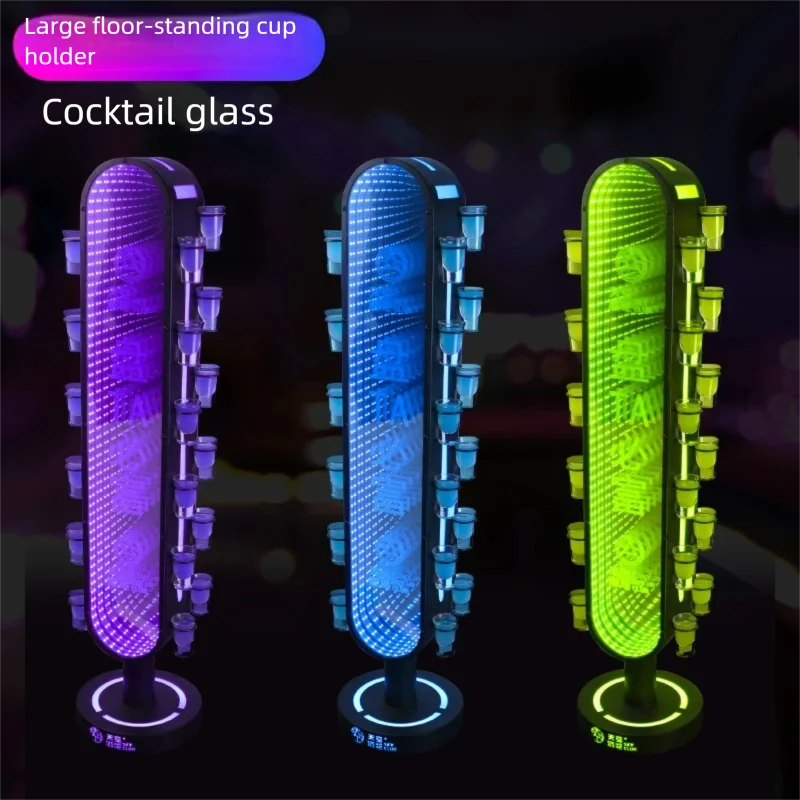

LED Wrought Iron Bar Luminous Cocktail Glass Rack Nightclub Wine Holder Abyssal Cup Stand VIP Display Foreign Wine Holder