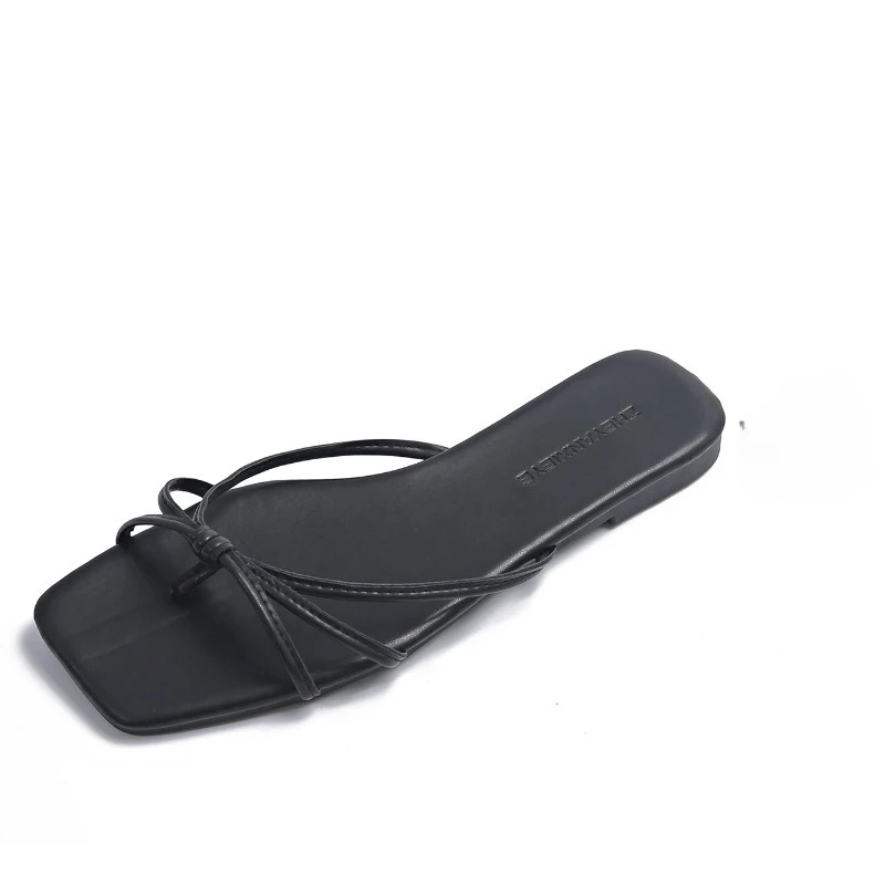 Summer New large-size Fashion Trend flat-bottomedSlippers square-toed Fairy-style thin-toe multi-color Sandals Women's Shoes
