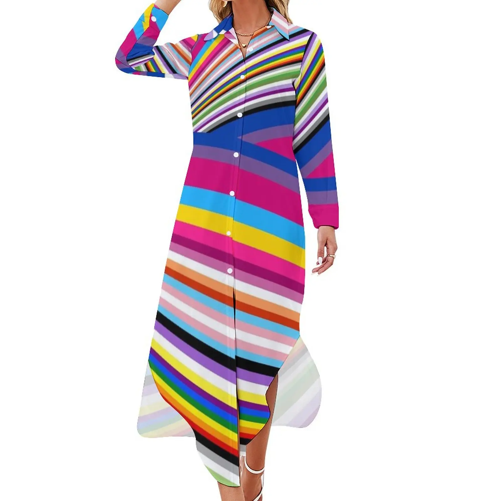 

Pride flags Long Sleeved Shirt Dress dresses summer festival outfit women