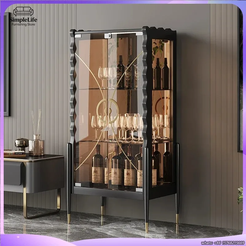 

Современный винный шкаф из стекла и металла с полками для гостиной, бара, хранения и демонстрации, роскошный прозрачный арmoire