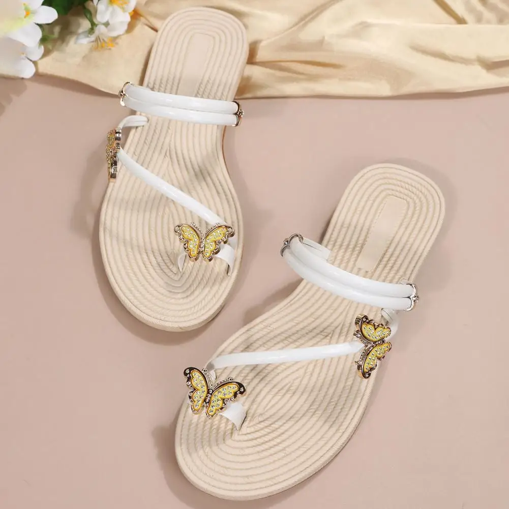 Large size flip-flop slippers women's summer new butterfly set toe sandals seaside beach flat sandals Beach Home Slippers