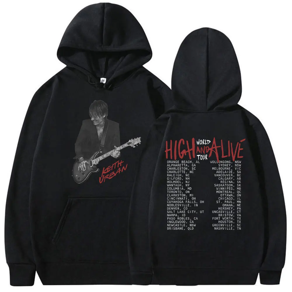 90s rétro Keith Urban High and Alive World Tour 2025 Album à capuche hommes femmes vêtements Hip Hop gothique à manches longues à capuche Streetwear
