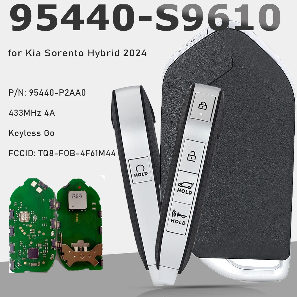 

KEYECU PN: 95440-S9610 Умный дистанционный брелок с 5 кнопками ID47 433 МГц Keyless Go для Kia Telluride 2023-2024