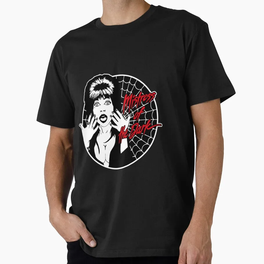 

Dark Lady 80s Horror Movie Elvira mistress of the dark Scary Halloween gift T shirt for man Large size Tops 100% cotton clothes
