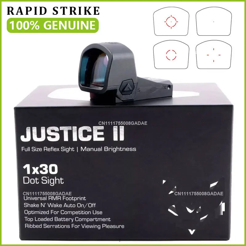 

【GENUINE】Justice II 1x30 Dot Sight Multi Reticle/6 MOA Red Green Dot RM* Footprint for Pistol Handgun Rifle Optics Sight Scope