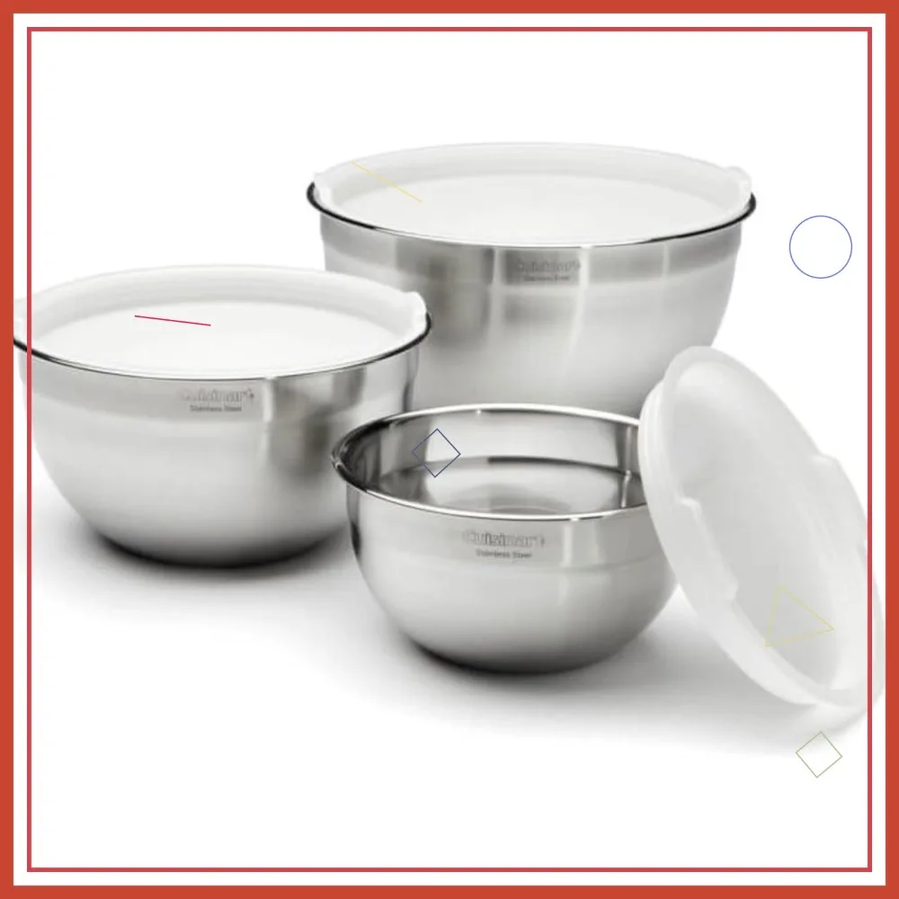 

Stainless Steel Mixing Bowl Set, 3-Piece Kitchen Utensils for Baking and Cooking