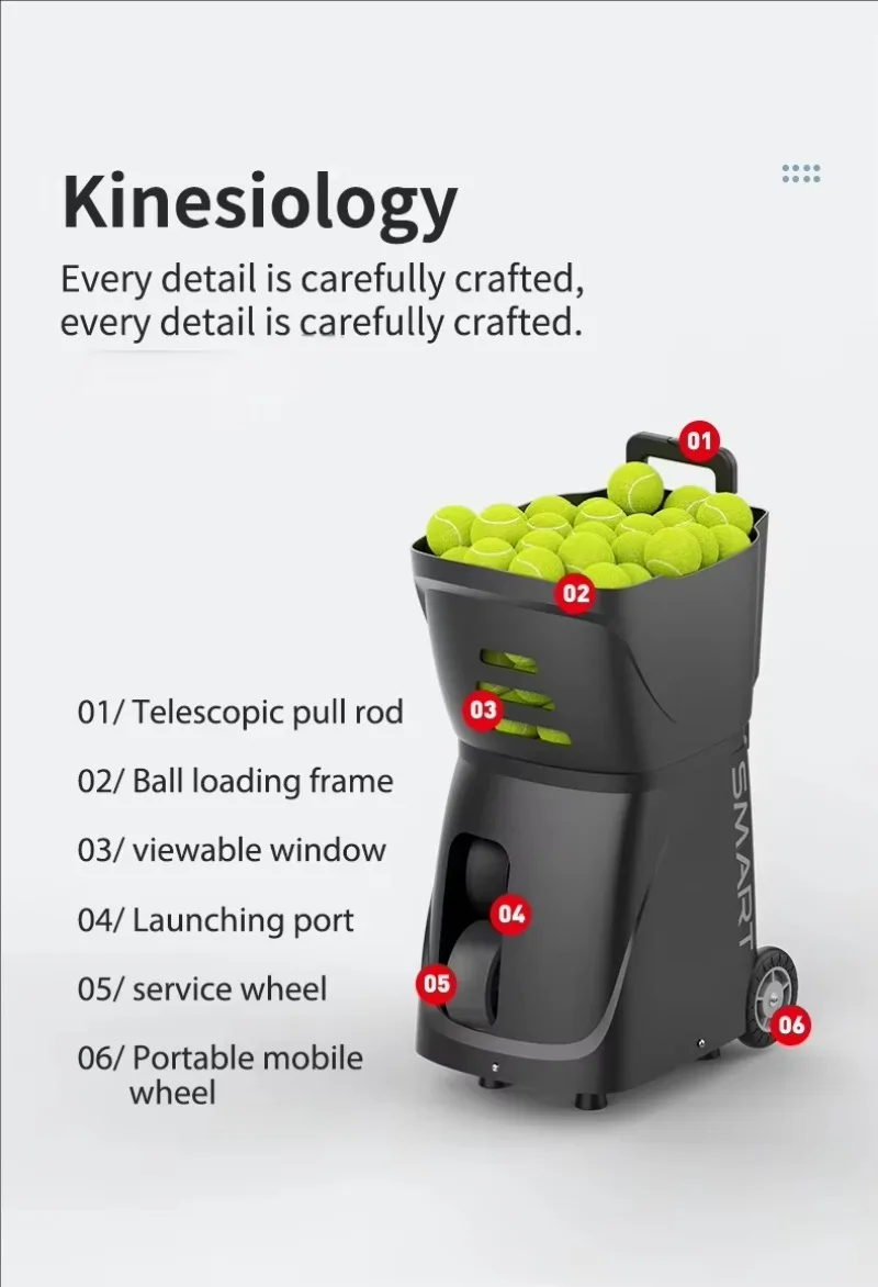 MYT Sw-11 Factory Direct PUSUN PT-Smart Portable Tennis Padel Ball Machine With European Plug ABS Material 100-Ball Capacity For