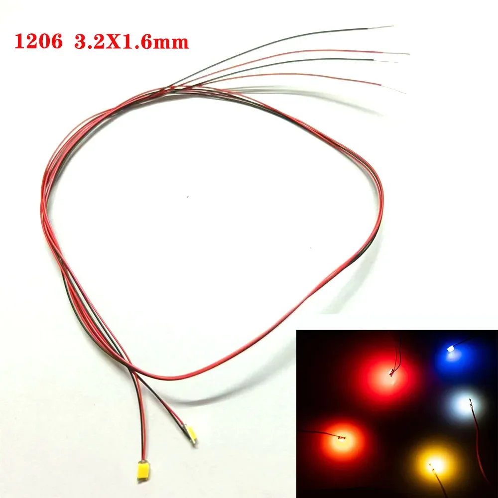 TAKEY 100 Stück 0402 0603 0805 1206 SMD LED Draht Rot/Schwarz 3