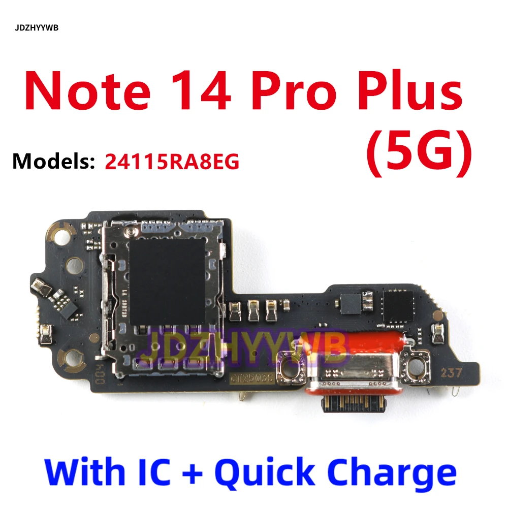 USB Charging Port Board Charger Dock Flex Cable Connector For Xiaomi Redmi Note 14 Pro+ Pro Plus Microphone Module