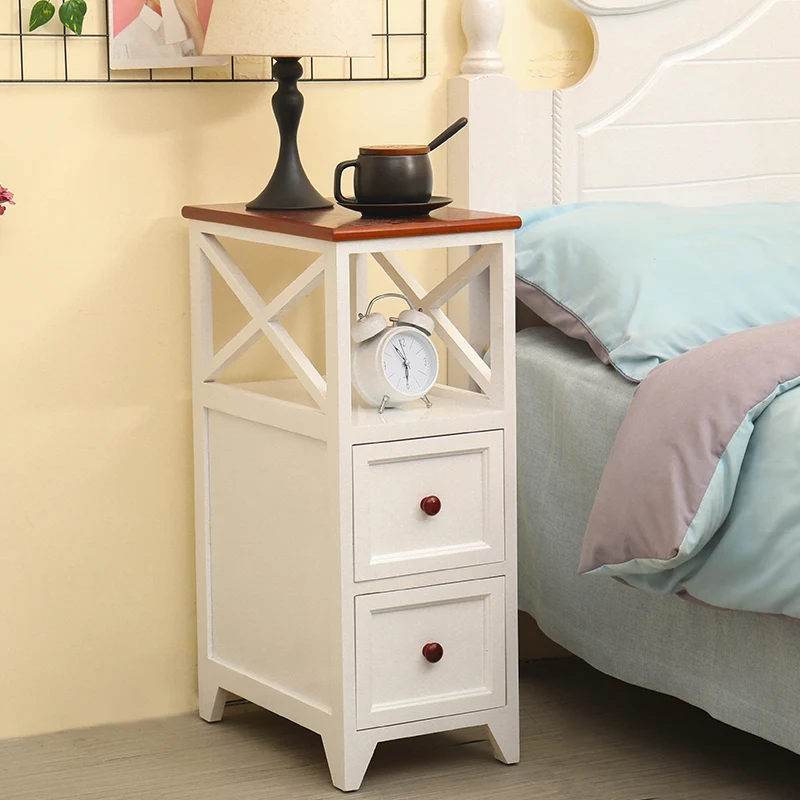 Simple Nightstands Bedroom Bedside Table Nightstands Wooden Shelves Narrow Bedside Table White Comodini Home Furniture YY50BT