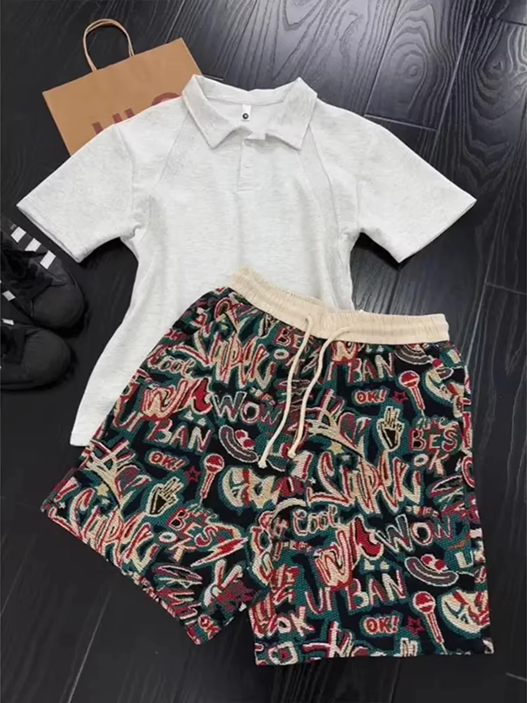 

Hawaiian Ethnic Sle Men's Summer Trendy fiti American Sports Straight Leg Casual Beach ort Pants Five Parts