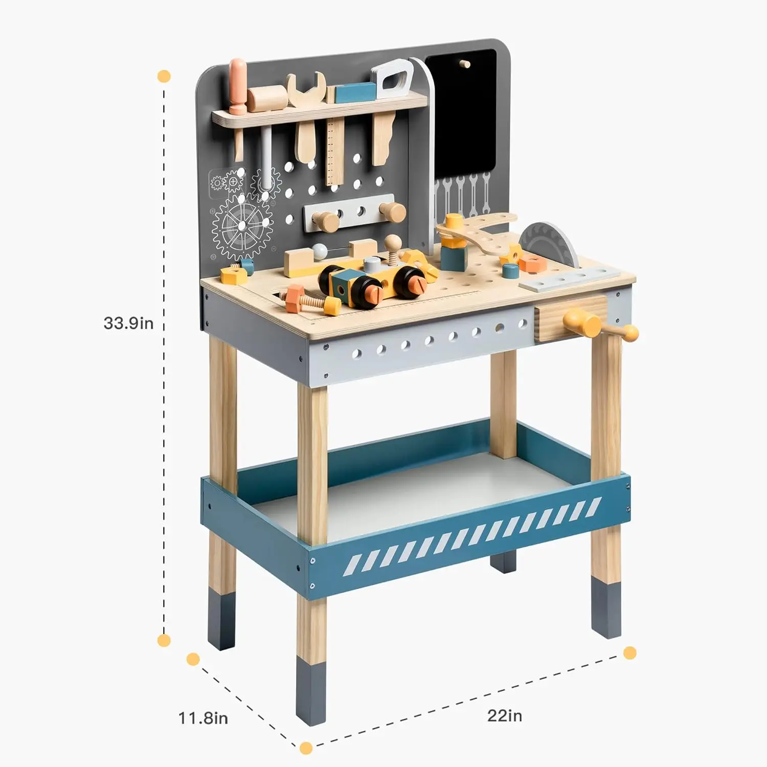 Robotime robud Kids Tool Bench Wooden Toy Tool Bench with Tools and Electric Drill Kids Pretend Play Learning Age