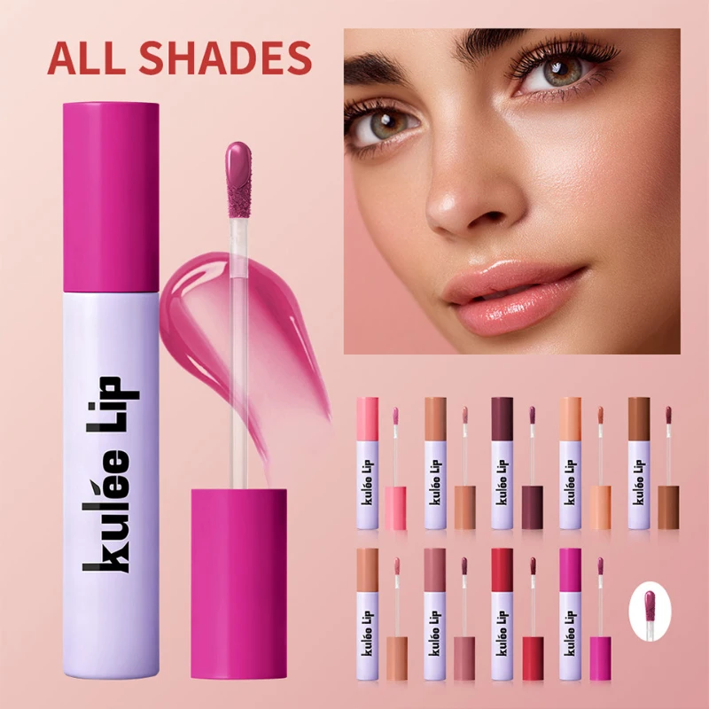 Błyszczyk do ust w dziewięciu kolorach, błyszczyk z masłem shea, nawilżający, nieklejący się, z witaminą E, gładki, długotrwały, wodoodporny makijaż ust.