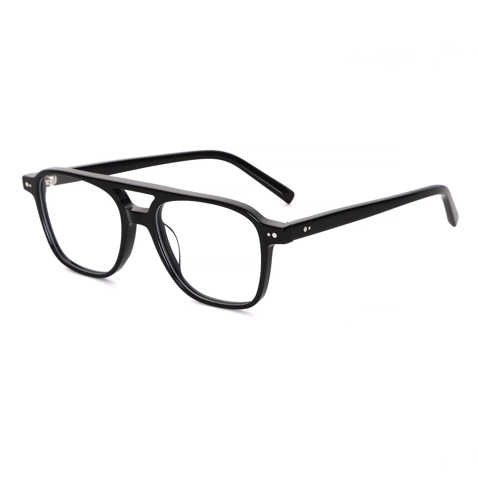 

High Quality Oval Acetate Material Frame Retro Ladies Classic Double Bridge Fashion Optical Glasses Men's Decorative Glasses
