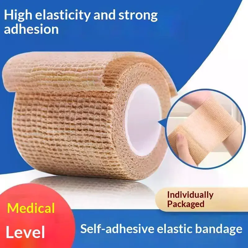 Sports Fixing Finger Wrist Leg 5 Pcs 2.5 5 7.5 10cm Self Adhesive Elastic Non Woven Disposable Cohesive Bandage Tape