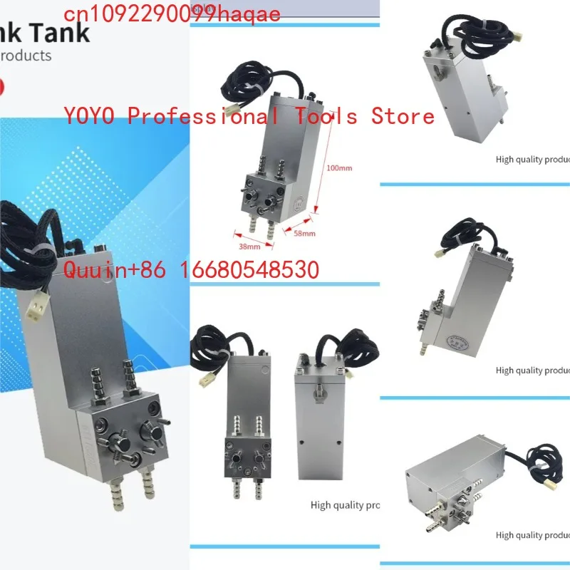 5JSliver Double Valves Ink Sub Tank for Inkjet Printer Metal Ink Cartridge 38*58*100mm Ink Bottle