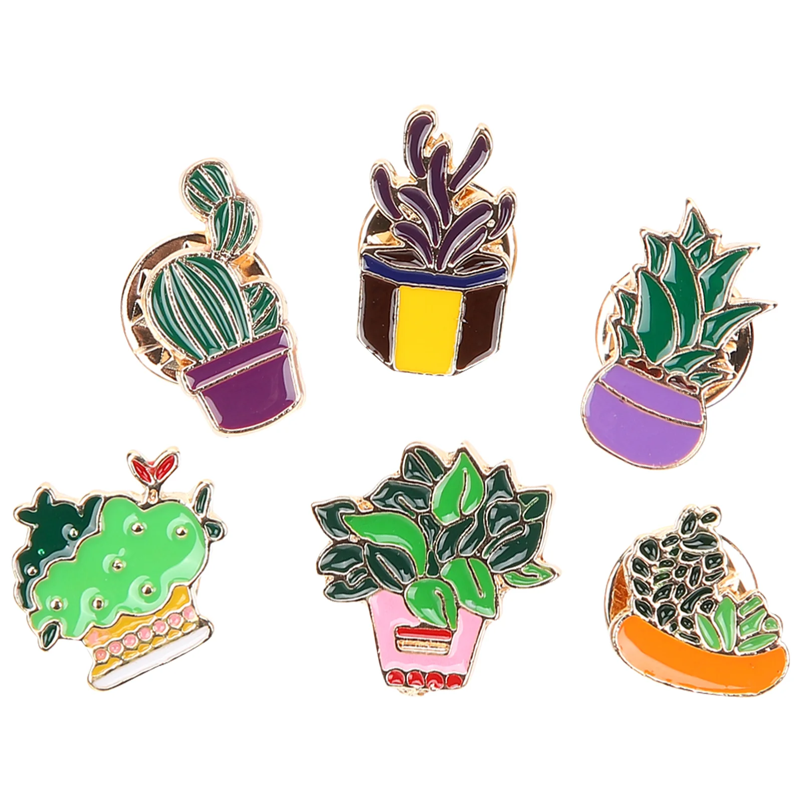 

6 Pcs Cactus Brooch Pin for Women Creative Plant Badge Easy Attach for Clothes Bags Backpacks Fun Decorative Alloy