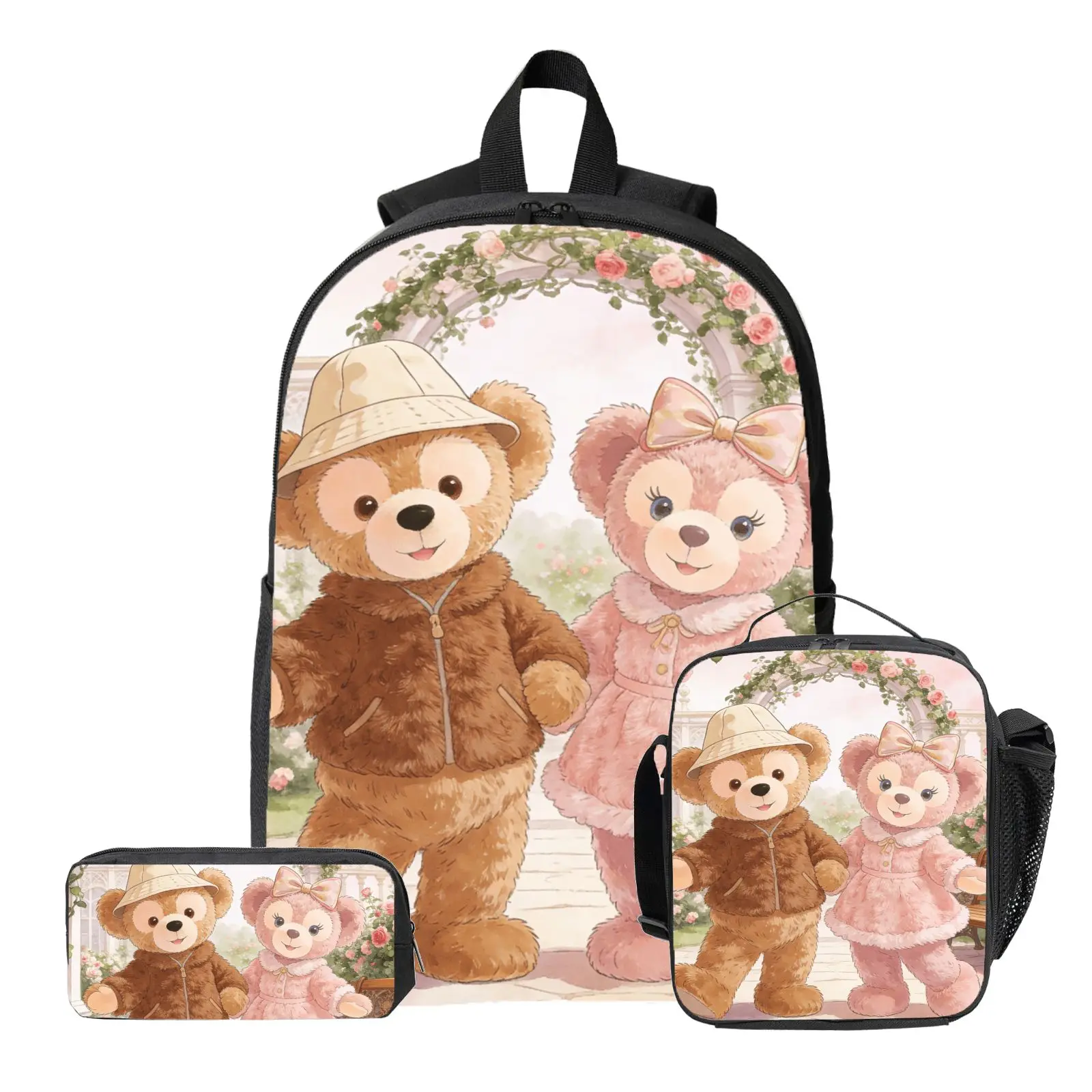 

3pc Duffy and ShellieMay theme Backpack, Pencil Case, Lunch Bag, High-Quality Cute Casual Shoulder Bag for Everyday Use