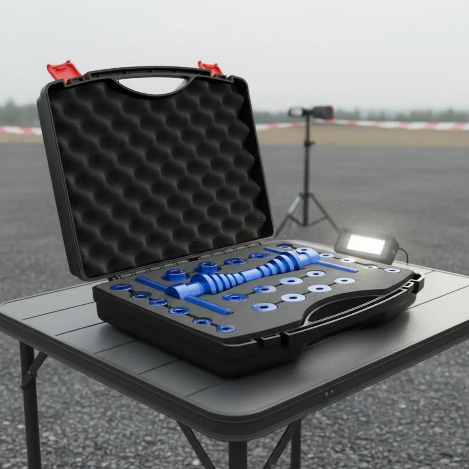 

Rear Suspension System Bearing Tool Kit Steel Hinge Bearing Press Kit Adapter Pieces Organizer Box