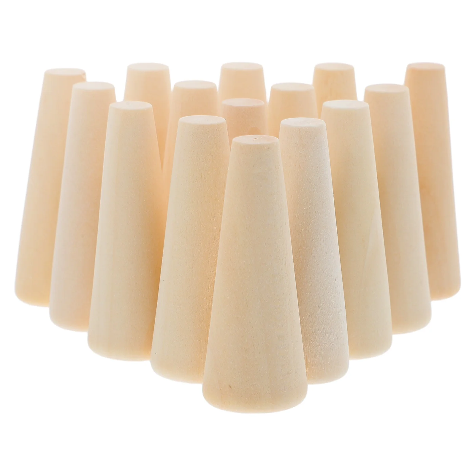 

20Pcs Natural Wood Ring Holder Cone Shaped Jewelry Display Stand for Store Home Decor Ring Organizer Prop Rings Holder